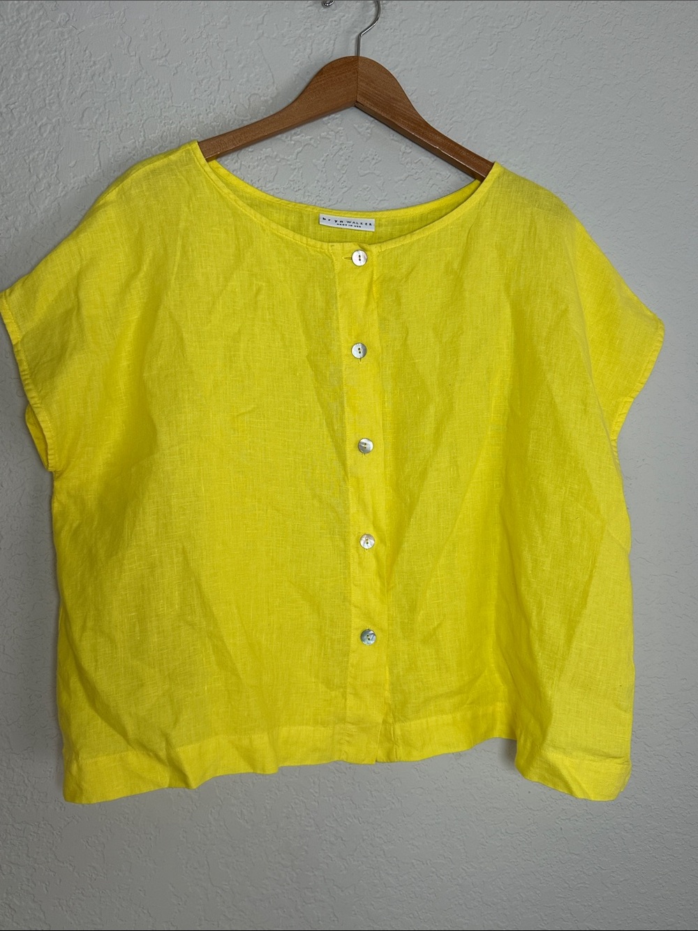 NEW Bryn Walker Bright Yellow Button Front Linen Top Lightweight
